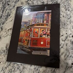 Thomas Kinkade Studios Mickey Minnie San Francisco Matted Print 7 x9" Art Disney